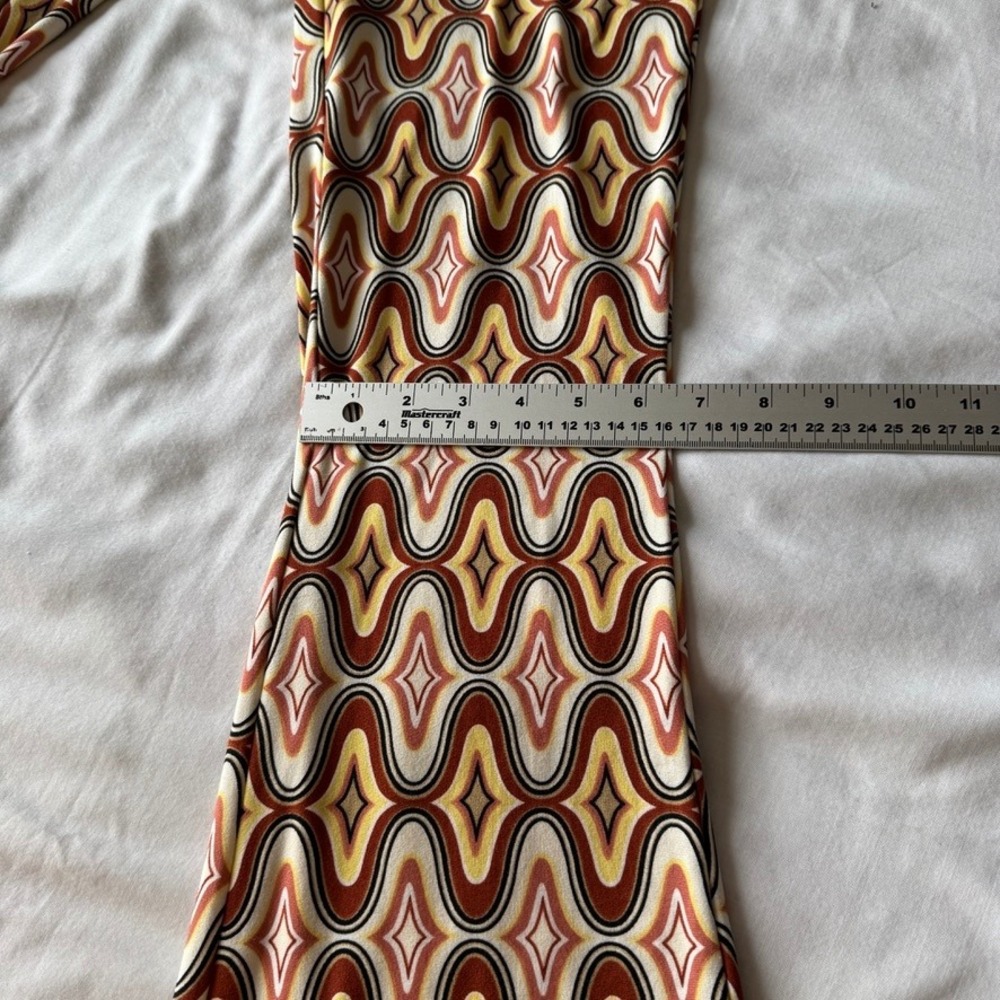 Forever 21 Retro Geometric Print Flare Leg Tassel Tie Waist Pants Multicolor S - Picture 12 of 14